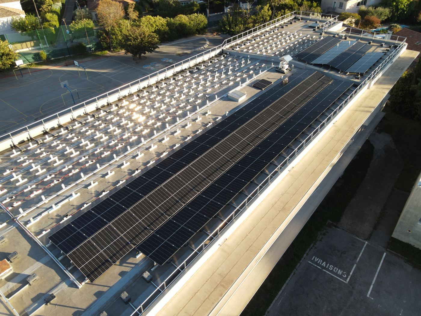 Vue aérienne pendant le chantier